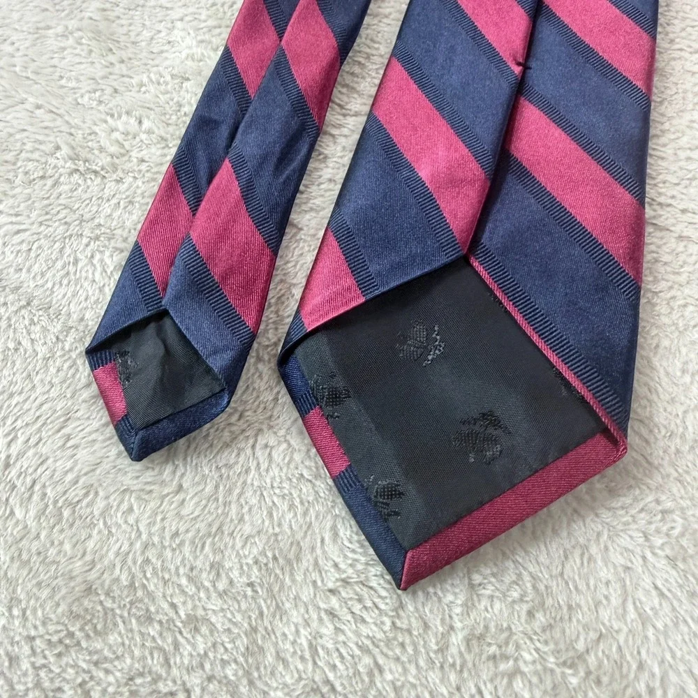 Brooks Brothers 346 Mens Necktie Silk Striped Red Navy 58x3 Skinny Wedding EUC